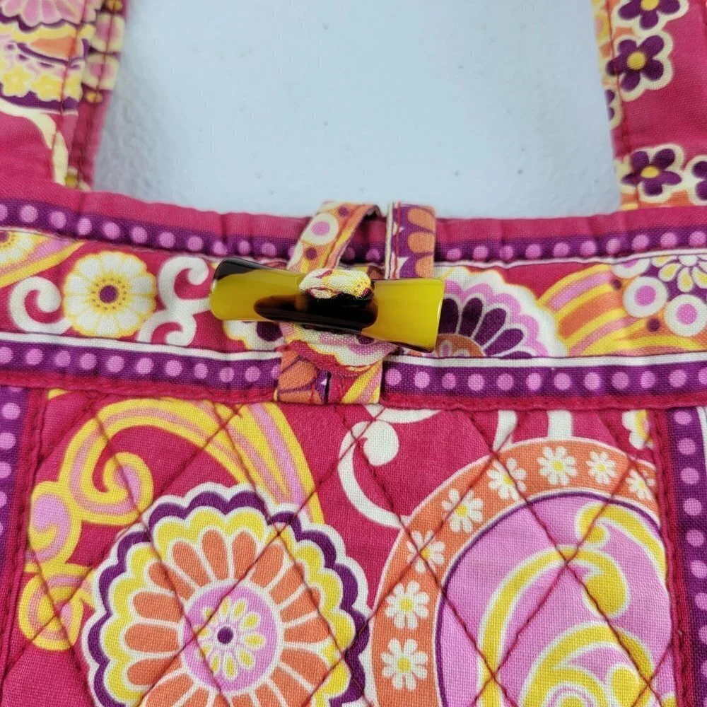 Vera Bradley Paisley Raspberry Fizz Pink Toggle Purse Shoulder Tote Bag